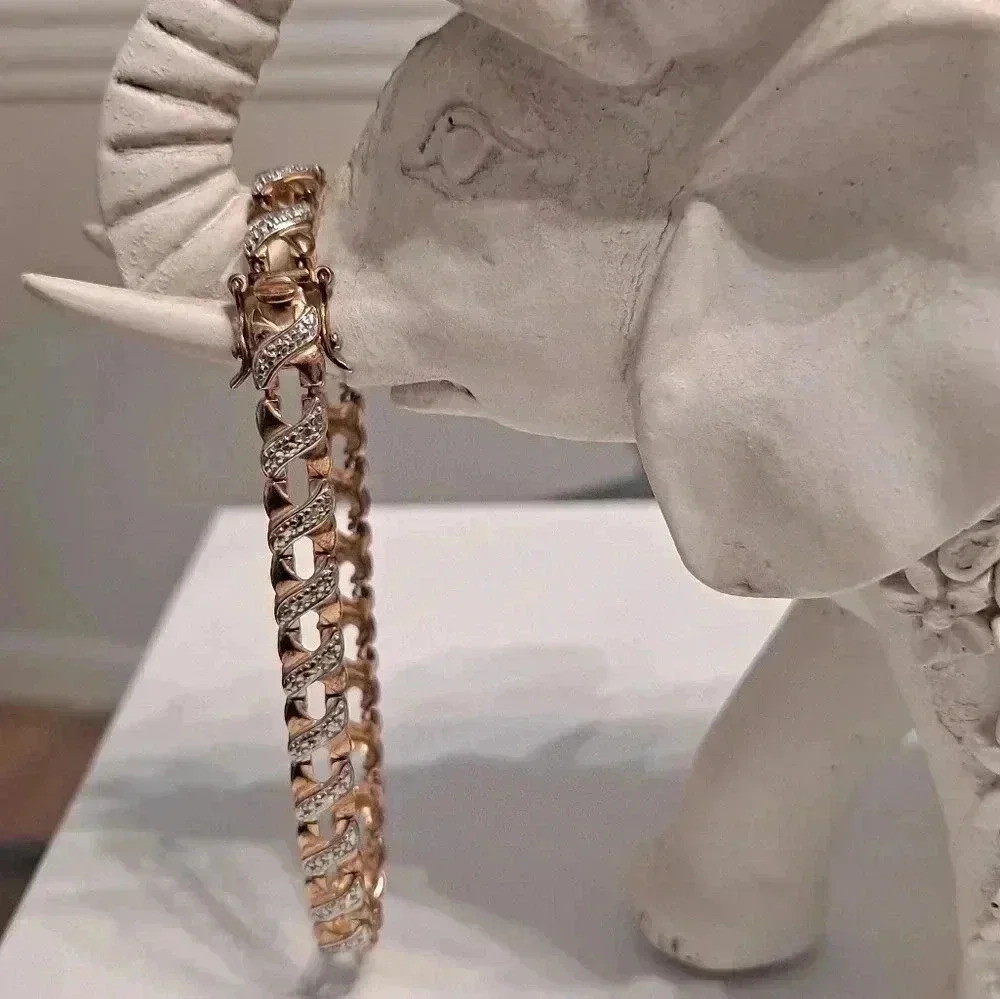 Sterling Silver Gold Tone Tennis Bracelet EUC